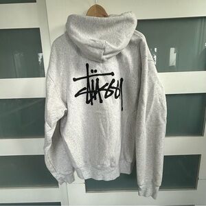 Stussy Light Gray Hoodie with Black Logo